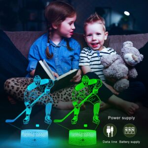 FlyonSea Kids Ice Hockey Gifts,Ice Hockey Toys 16 Color Changing Kids Night Light with Touch and Remote Control, Mens Ice Hockey Decor Light Birthday Christmas Gifts for Kids Boys Baby