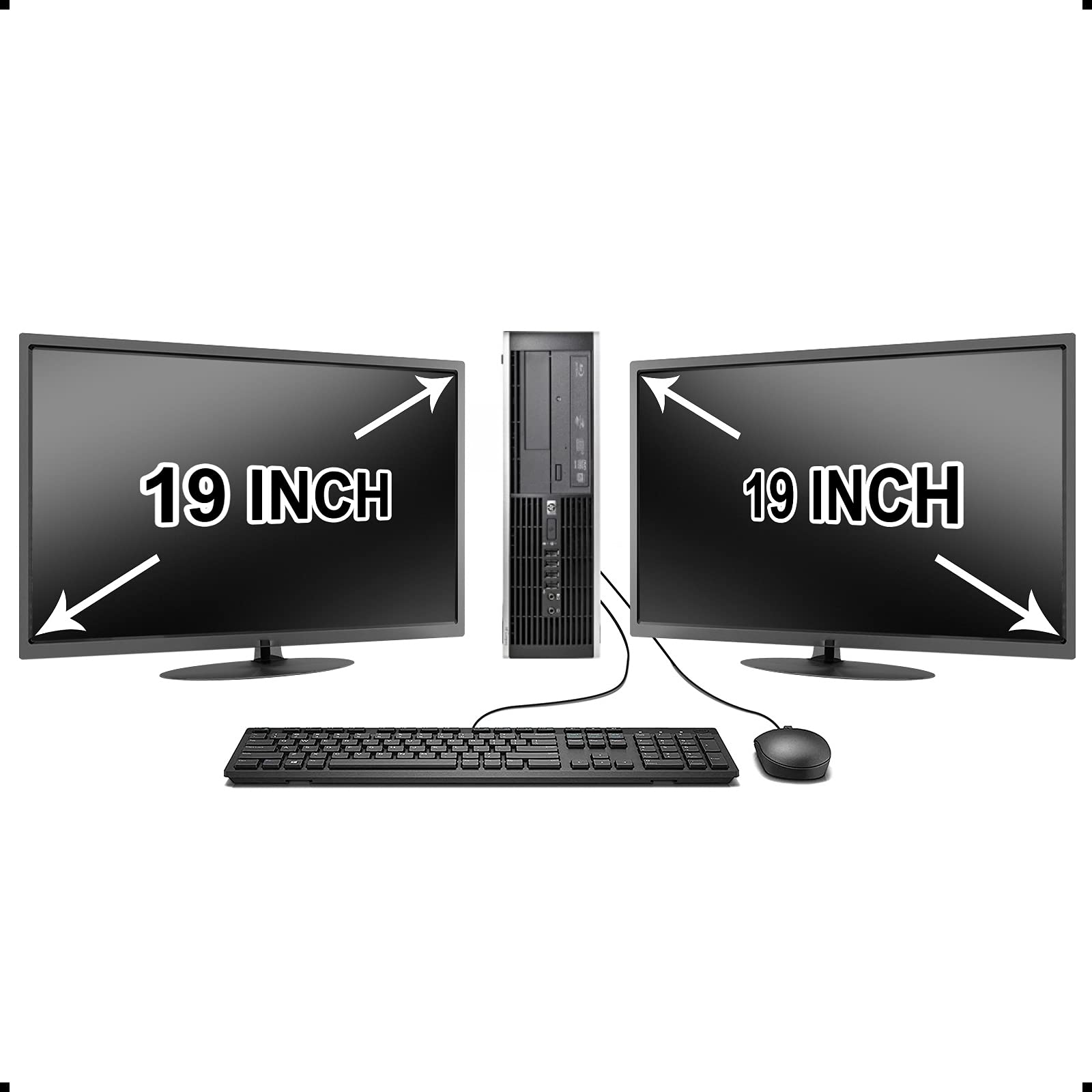 Desktop Computer Package Compatible with HP Elite 8100, Intel Core i5 3.2-GHz, 8 gb RAM, 500 GB HDD, Dual 19 LCD, DVD, Keyboard, Mouse, WiFi, Windows 10 Home (Renewed)