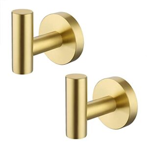kes bath towel hook robe hook for bathroom kitchen wall mount sus 304 stainless steel brushed gold 2 pack, a2164-bz-p2