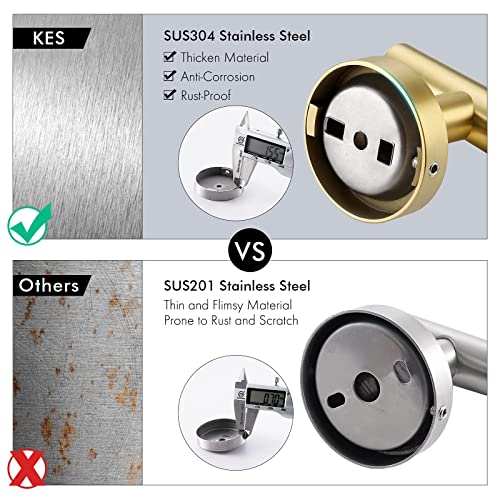 KES Bath Towel Hook Robe Hook for Bathroom Kitchen Wall Mount SUS 304 Stainless Steel Brushed Gold 2 Pack, A2164-BZ-P2