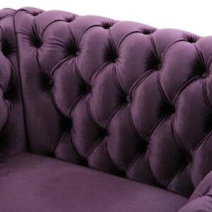 Great Deal Furniture Leila Chesterfield Velvet Club Chair, BlackBerry