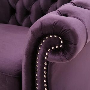 Great Deal Furniture Leila Chesterfield Velvet Club Chair, BlackBerry