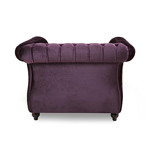 Great Deal Furniture Leila Chesterfield Velvet Club Chair, BlackBerry