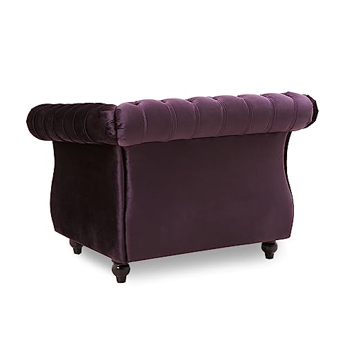 Great Deal Furniture Leila Chesterfield Velvet Club Chair, BlackBerry