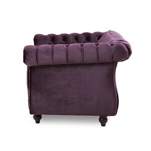 Great Deal Furniture Leila Chesterfield Velvet Club Chair, BlackBerry