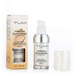 2 Pack Flawless TLM Color Changing Foundation Makeup, Concealer Cover Cream, Warm Skin Tone Foundation Liquid, Base Nude Face Moisturizing Concealer for Women and Girls Aging Skin