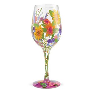 enesco designs by lolita garden' hand-painted artisan wine glass, 1 count (pack of 1), multicolor