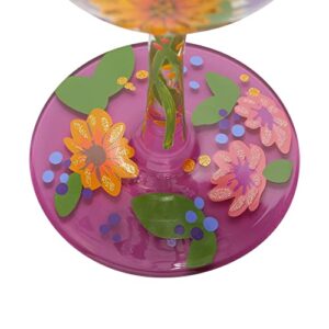 Enesco Designs by Lolita Garden' Hand-Painted Artisan Wine Glass, 1 Count (Pack of 1), Multicolor