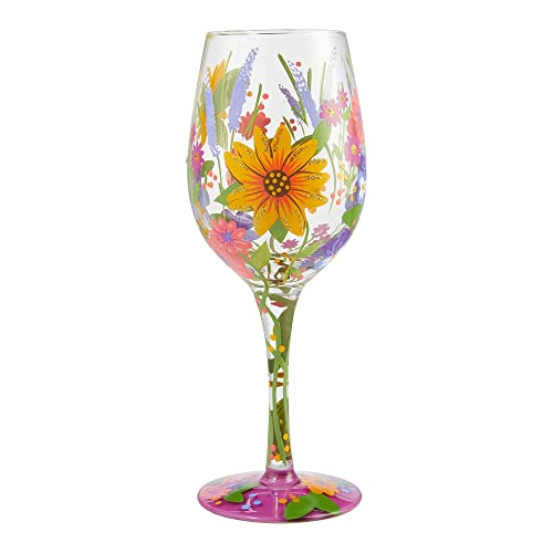 Enesco Designs by Lolita Garden' Hand-Painted Artisan Wine Glass, 1 Count (Pack of 1), Multicolor