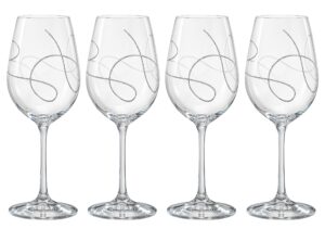 barski wine glass, goblet, crystal glass, set of 4 glasses, with string design, made in europe, 14 oz.