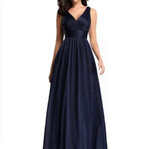 Ever-Pretty Womens Shimmery Ruched Long Evening Cocktail Bridesmaid Dresses for Women US 8 Navy Blue