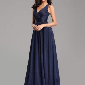 Ever-Pretty Womens Shimmery Ruched Long Evening Cocktail Bridesmaid Dresses for Women US 8 Navy Blue