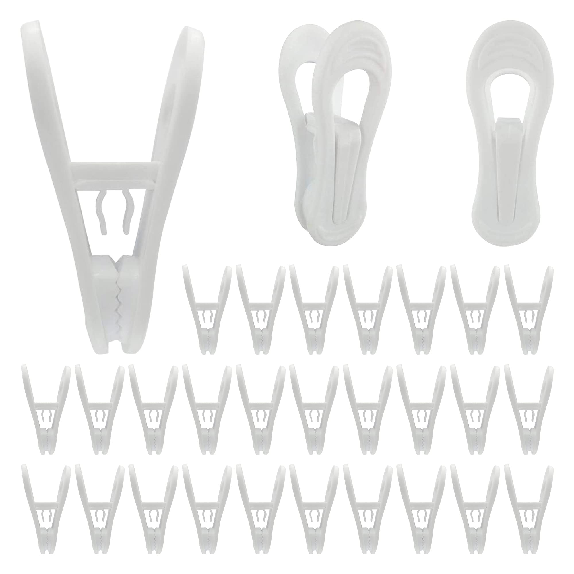 Hanger Clips 30 Pack, Multi-Purpose Hanger Clips for Hangers, White Finger Clips for Plastic Clothes Hangers, Pants Hangers Clips