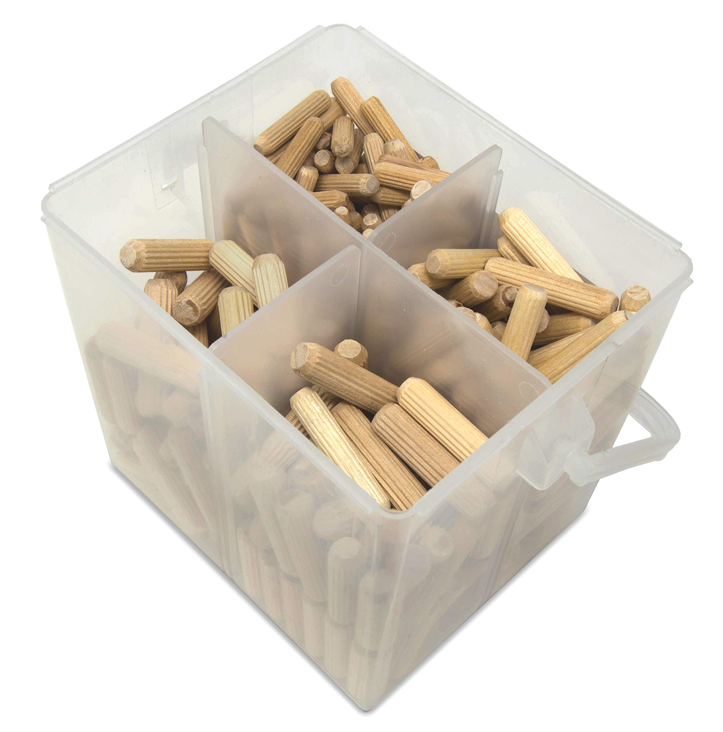 WEN JN400D 400-Piece Fluted Dowel Pin Variety Bucket with 1/4, 5/16, and 3/8-inch Woodworking Dowels