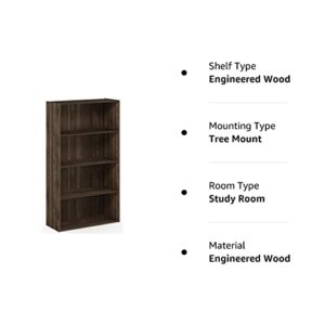 Furinno Pasir 4-Tier Open Shelf, Columbia Walnut