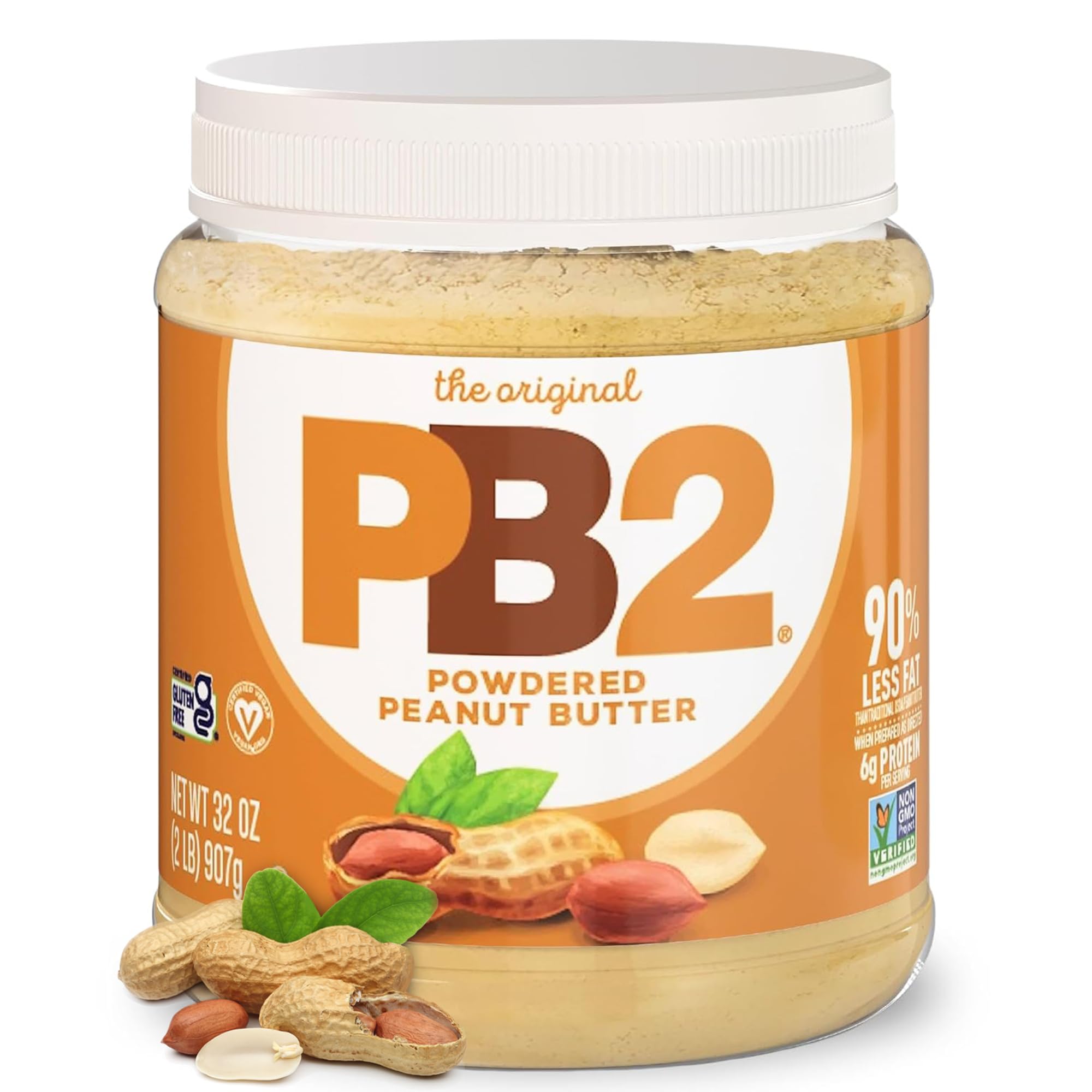 PB2 Original Powdered Peanut Butter - 6g of Protein, 90% Less Fat, Certified Gluten Free, Only 60 Calories per Serving, Perfect for Protein Shakes, Smoothies, and Low-Carb, Keto Diets