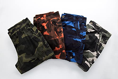 IDEALSANXUN Cargo Shorts for Men Casual Summer Bermuda Hiking Cotton Tactical Military Work Camo Cargo Pants, Camo Blue, 36