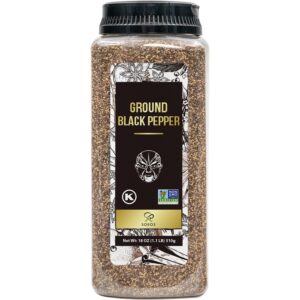 soeos table ground black pepper, 18 oz (510g) non-gmo, freshly peppercorn powder bulk, packed to keep peppers fresh, ready to use peppercorns for refill, regular