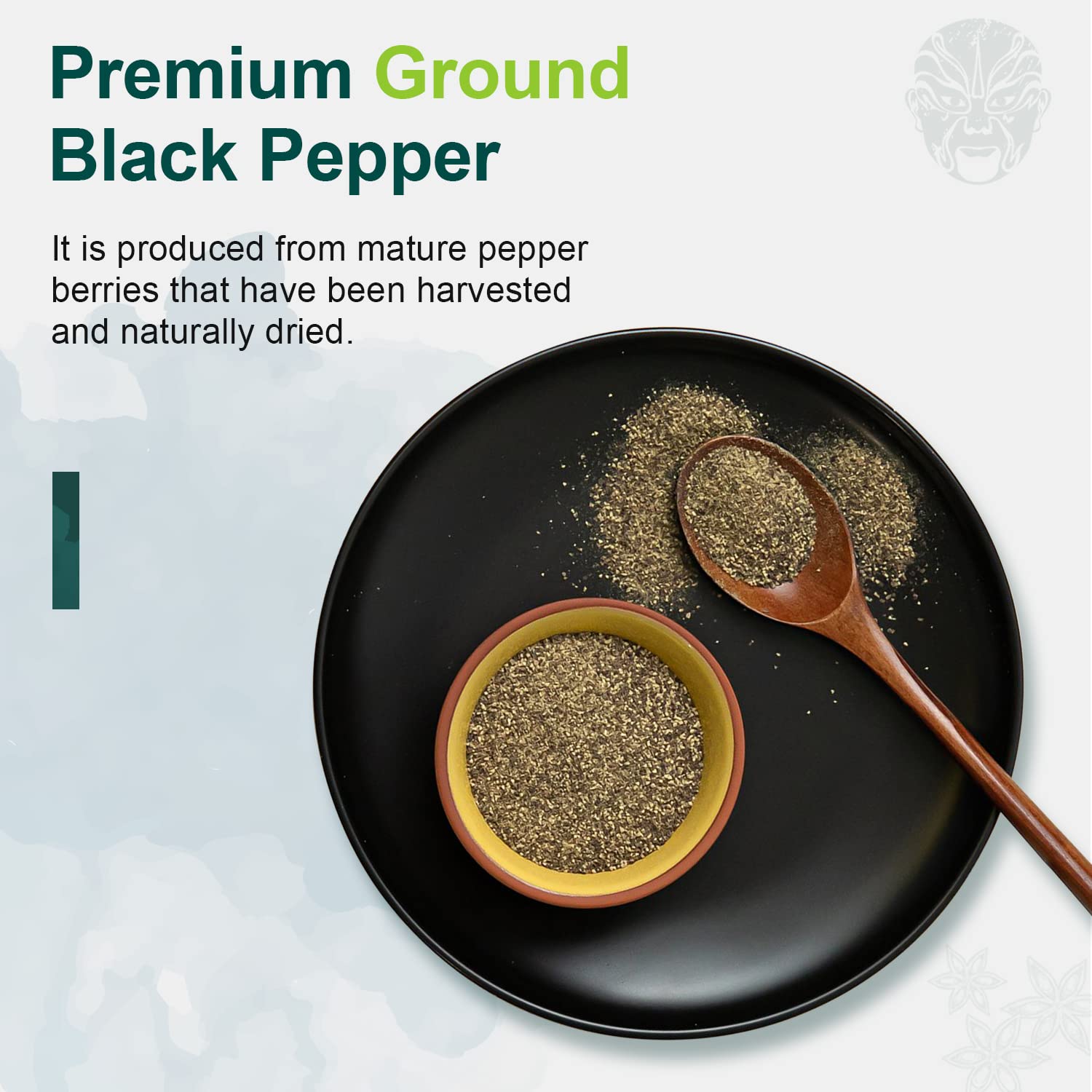 Soeos Table Ground Black Pepper, 18 oz (510g) Non-GMO, Freshly Peppercorn Powder Bulk, Packed to Keep Peppers Fresh, Ready to Use Peppercorns for Refill, Regular