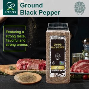 Soeos Table Ground Black Pepper, 18 oz (510g) Non-GMO, Freshly Peppercorn Powder Bulk, Packed to Keep Peppers Fresh, Ready to Use Peppercorns for Refill, Regular