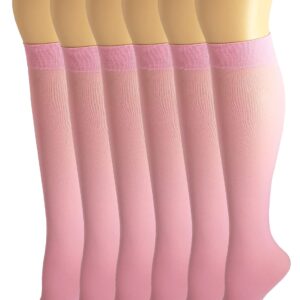 SUMONA 6 Pairs Women Opaque Stretchy Spandex Knee High Trouser Socks (9-11, Pink)