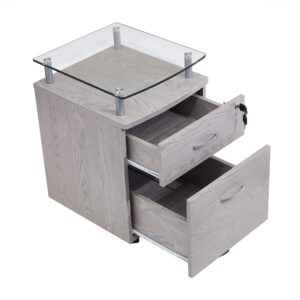 techni mobili rolling glass top file cabinet, regular, gray