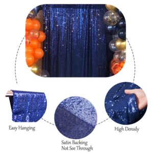 SquarePie Sequin Backdrop Non-Transparent Background Sparkly Curtain for Wedding Party 4FT x 7FT Navy Blue