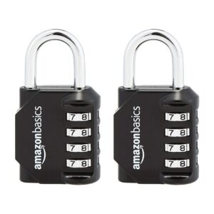 amazon basics 4-digit combination lock, black, 2-pack