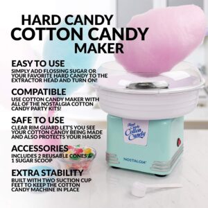 Nostalgia Cotton Candy Machine - Retro Cotton Candy Machine for Kids with 2 Reusable Cones, 1 Sugar Scoop, and 1 Extractor Head – Aqua