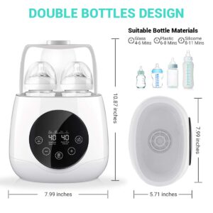 EIVOTOR 6 in 1 Baby Bottle Warmer, Double Bottle Steam Sterilizer Food Heater for Evenly Warm Breast Milk or Formula, LED Panel Control Real-time Display, BPA Free