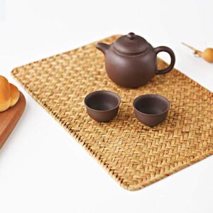 4 pack rectangular woven placemats, natural seagrass place mats, 17" x 12", rattan wicker table mats for dining table