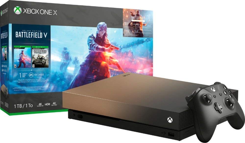 Xbox One X 1TB Console Gold Rush Special Edition Battlefield V Bundle (Renewed) [Video Game]