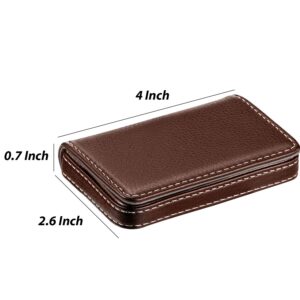 Outus 2 Pieces Business Card Holder, Business Card Wallet Leather Business Card Case Pocket Business Name Card Holder with Magnetic Shut, Credit Card ID Case wallet (Black and Coffee)