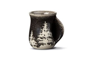tag 18 oz forest hand warmer stoneware mug, black hand warmer mug black