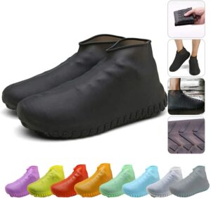 nirohee silicone shoes covers, shoe covers, rain boots reusable easy to carry for women, men, kids. (black, l)