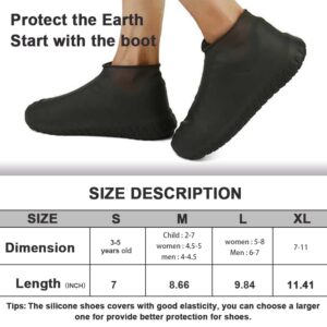 Nirohee Silicone Shoes Covers, Shoe Covers, Rain Boots Reusable Easy to Carry for Women, Men, Kids. (Black, L)