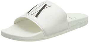 a|x armani exchange men's icon project logo slip-on slide sandal flip-flop, op.white, 7