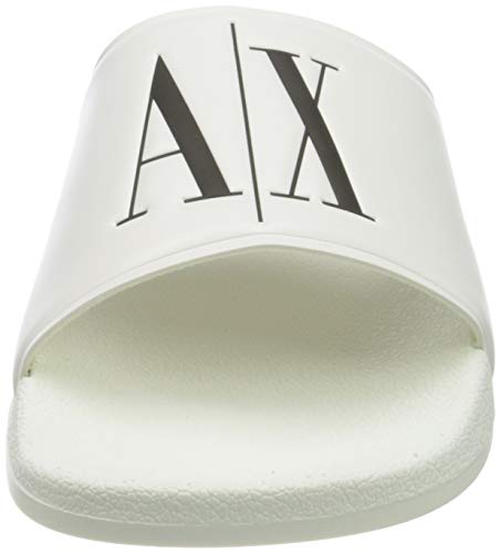 A|X Armani Exchange Men's Icon Project Logo Slip-on Slide Sandal Flip-Flop, Op.white, 7