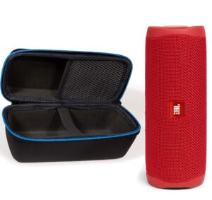 jbl flip 5 waterproof portable wireless bluetooth speaker bundle with divvi! protective hardshell case - red