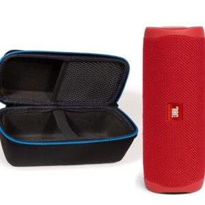 JBL Flip 5 Waterproof Portable Wireless Bluetooth Speaker Bundle with divvi! Protective Hardshell Case - Red