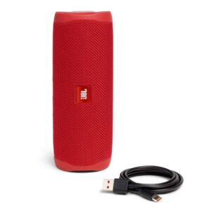 JBL Flip 5 Waterproof Portable Wireless Bluetooth Speaker Bundle with divvi! Protective Hardshell Case - Red