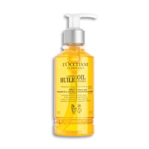 l'occitane oil-to-milk facial makeup remover, 6.7 fl oz: remove waterproof makeup, cleanse impurities, enhance glow, soften skin, with immortelle