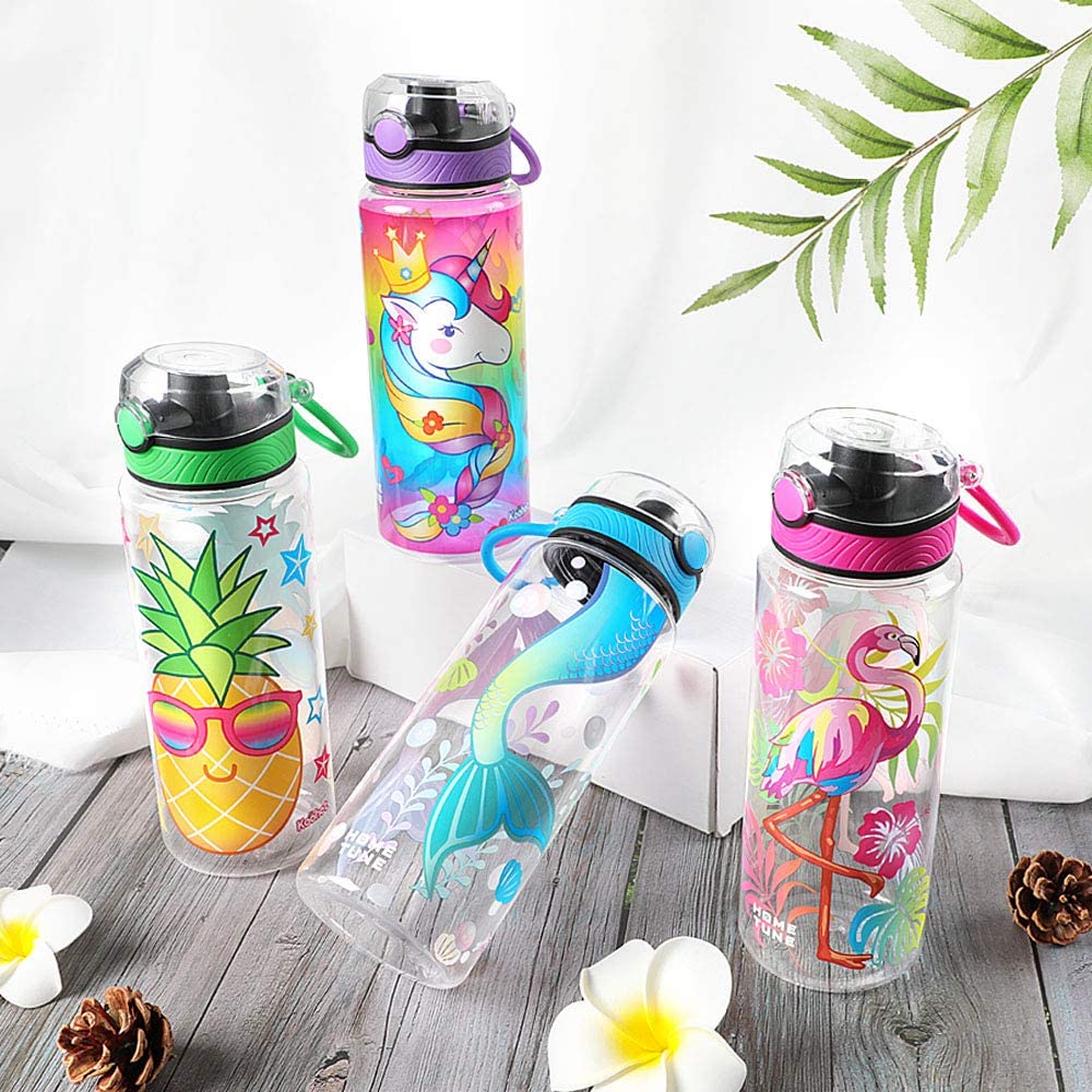 Cute Water Bottle for School Kids Girls, BPA FREE Tritan & Leak Proof & Easy Clean & Carry Handle, 23oz/ 680ml - Unicorn