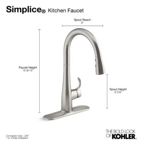 KOHLER Simplice Response Touchless Pull Down Kitchen Faucet in Stainless Steel, K-22036-VS