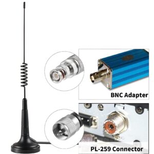 CB Antenna 27MHz Handheld CB Radio Antenna Magnetic Mount 14 Inch CB Radio Antenna PL259 & BNC Male Compatible with Cobra Midland Uniden President Vehicle Car Truck Mobile CB Radio Handheld CB Radio