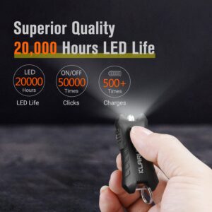 klarus Mi2 Mini LED Keychain Flashlights, Super Lightweight & Small Rechargeable 40 Lumens EDC Flash Light with Built-in Battery and USB Cable(Black)