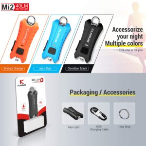 klarus Mi2 Mini LED Keychain Flashlights, Super Lightweight & Small Rechargeable 40 Lumens EDC Flash Light with Built-in Battery and USB Cable(Black)