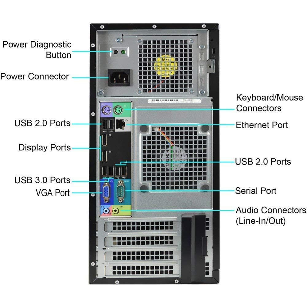 OptiPlex 7010 Minitower Desktop PC - Intel Core i3-3240 3.4GHz, 8GB, New 240GB SSD, DVD, Windows 10, WiFi (Renewed)