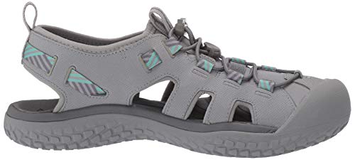 KEEN Womens SOLR High Performance Sport Closed-Toe Water Sandal Shoe, Light Gray/Ocean Wave , 10