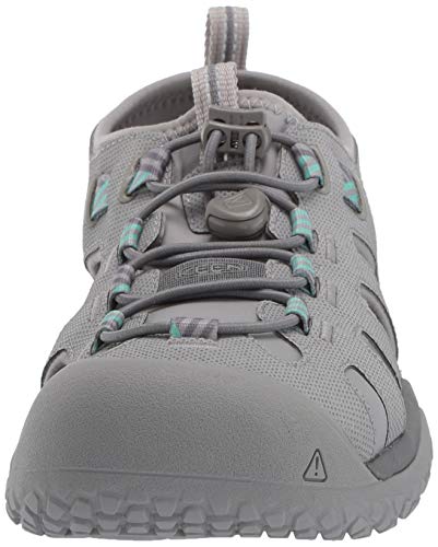 KEEN Womens SOLR High Performance Sport Closed-Toe Water Sandal Shoe, Light Gray/Ocean Wave , 10